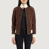 Pakian Mocha Suede Bomber Jacket